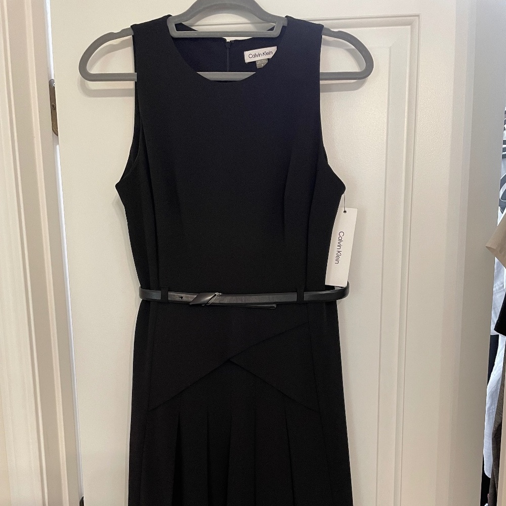 NWT Calvin Klein sleeveless black dress. Size 8.